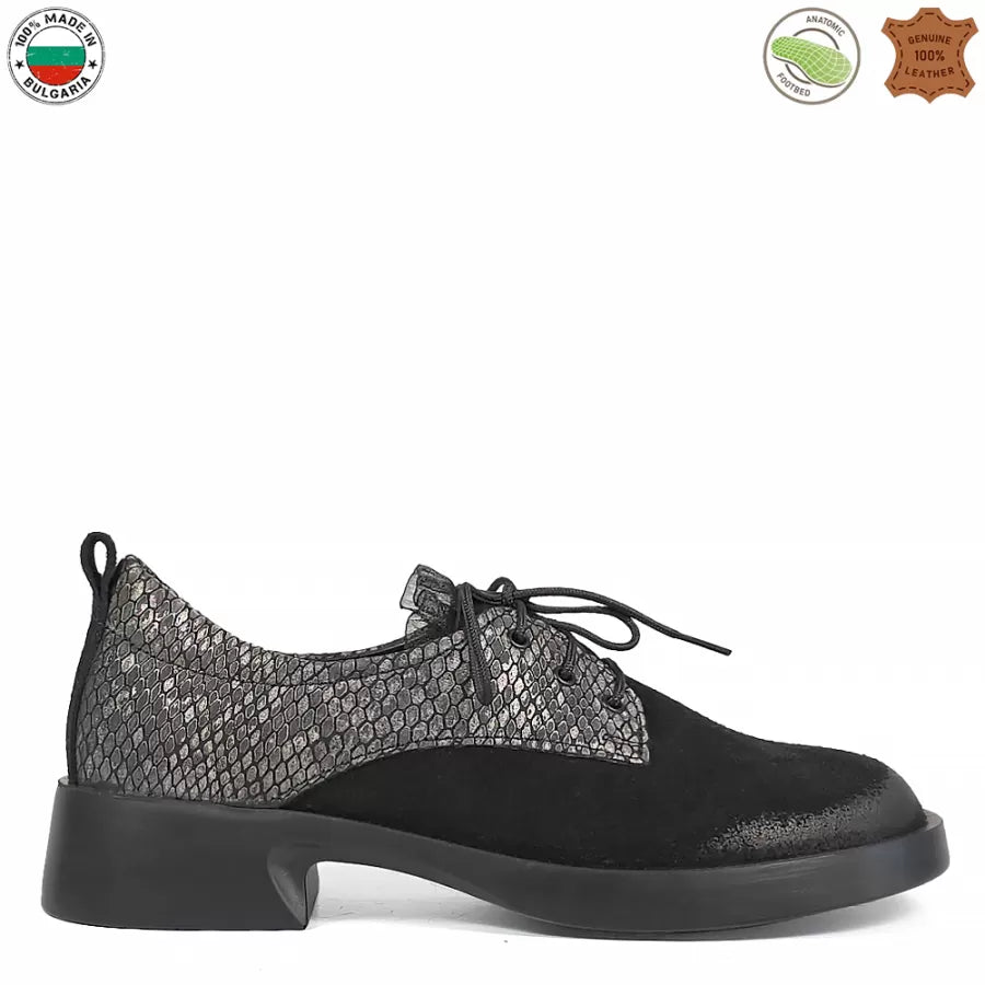 БЪЛГАРСКИ ЕЖЕДНЕВНИ ДАМСКИ ОБУВКИ В ЧЕРНО С НИСЪК ТОК