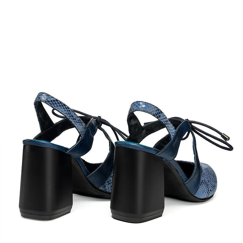 Дамски елегантни обувки с принт в син цвят