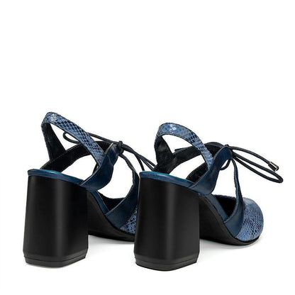 Дамски елегантни обувки с принт в син цвят