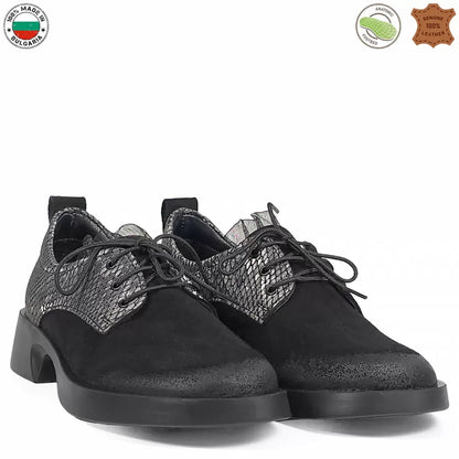 БЪЛГАРСКИ ЕЖЕДНЕВНИ ДАМСКИ ОБУВКИ В ЧЕРНО С НИСЪК ТОК