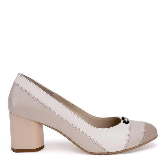 Дамски бежови официални обувки с ток