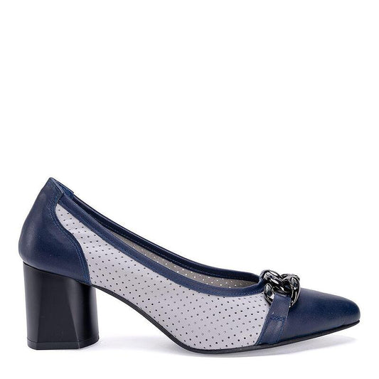 Дамски обувки в тъмносин и светлосив цвят