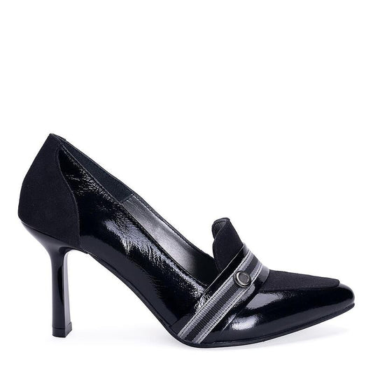 Дамски черни официални обувки с ток