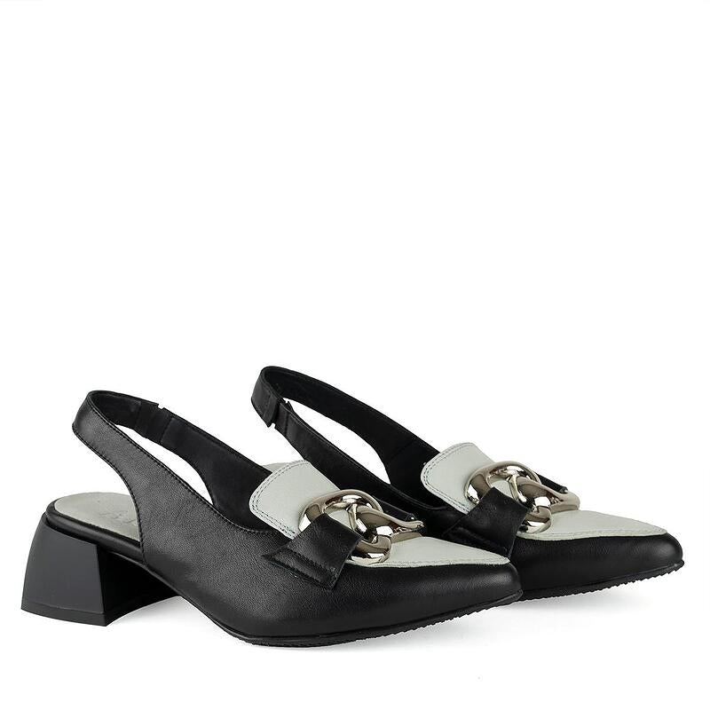 Дамски елегантни обувки в черен и светлосив цвят