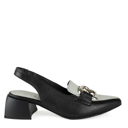 Дамски елегантни обувки в черен и светлосив цвят