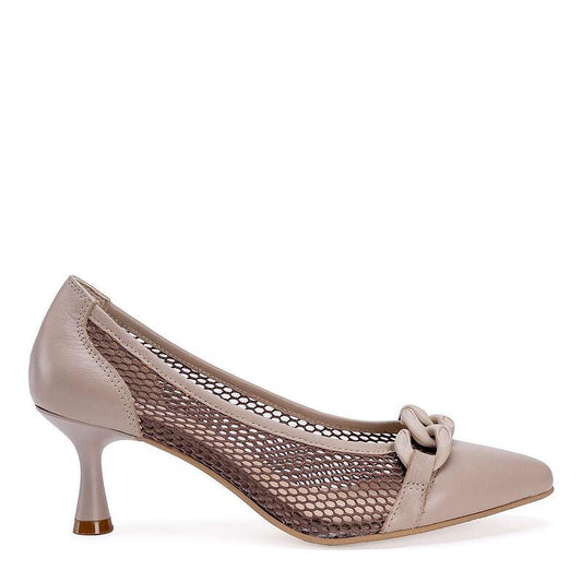 Дамски елегантни обувки в цвят таупе